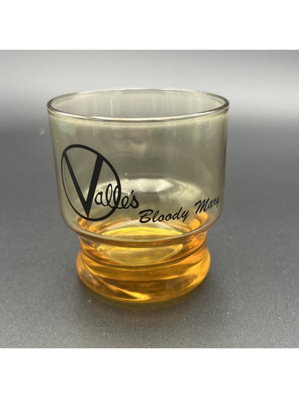 Vintage Valle's Steakhouse Bloody Mary Glass Amber Circle V Logo